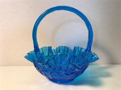 Fenton Blue Glass Basket