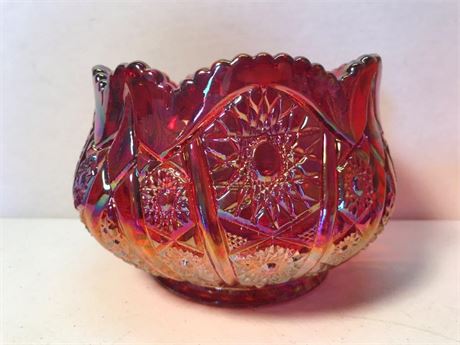 Iridescent Sunset Carnival Glass 6 1/2" Rose Bowl