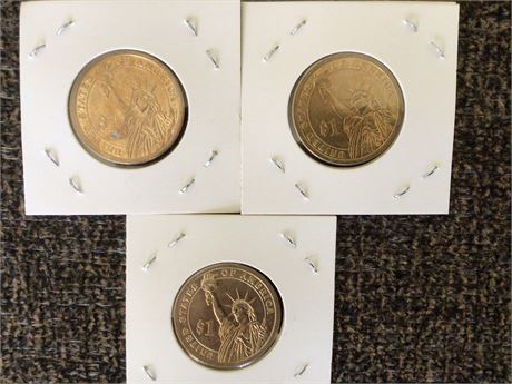 2007 John Adams (2 Coins) and One John Q. Adams One Dollar Coins