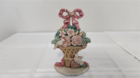 Cast iron basket of flowers door stop