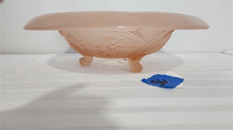 Pink Satin Rolled Rim Etched wheat and Flowers 2.5"