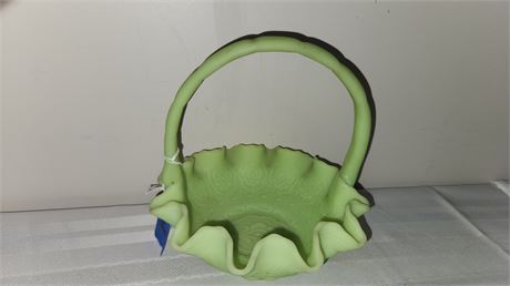 Green Custard Uranium Glass Basket 8"