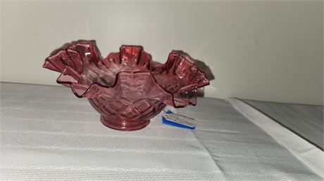 Fenton Cranberry Quilted Optic Bowl