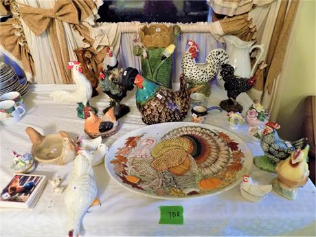 Painted Rooster, Chicken, Turkey Decor, Plate