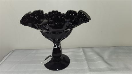Fenton Black Thumbprint Candy Dish