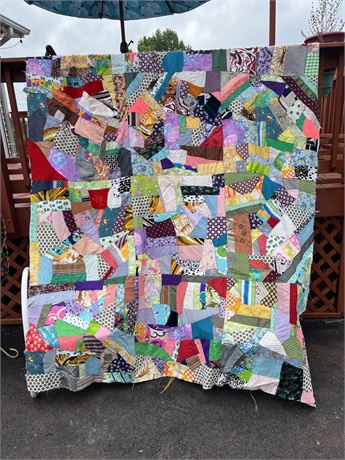 Crazy Quilt Top Only Unfinished 71 x 101