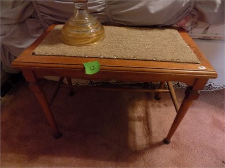 Vintage Side table and Oil Lamp
