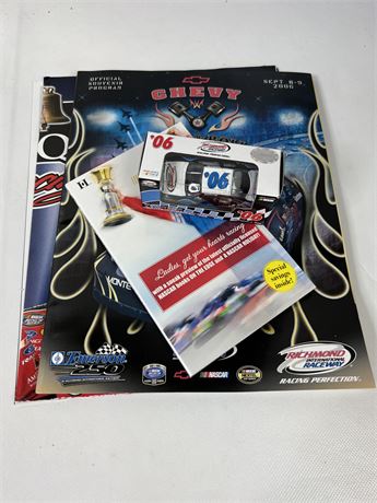 Nascar Program and Hot Wheels Cars '06 Chevy