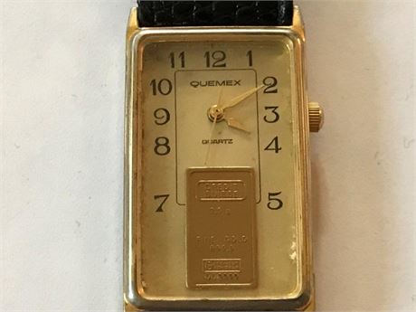 Quemex Quartz Watch with Stamped Credit Suisse 2.5g Fine Gold