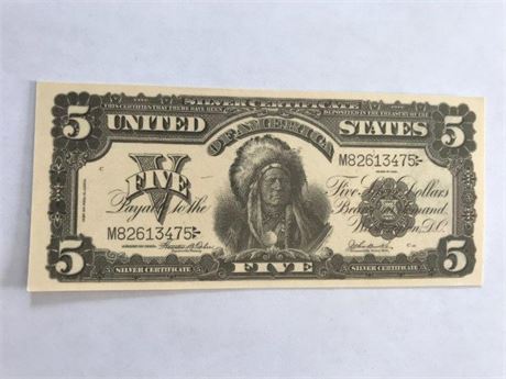 BOOKMARK US $5 Silver Mark Themed