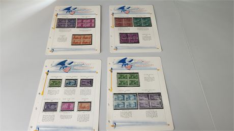 Lot Of 4 Page Of Commemorative Mint Stamps