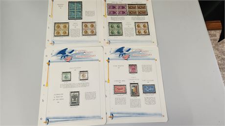 4 Pages Of Commemorative Mint Stamps