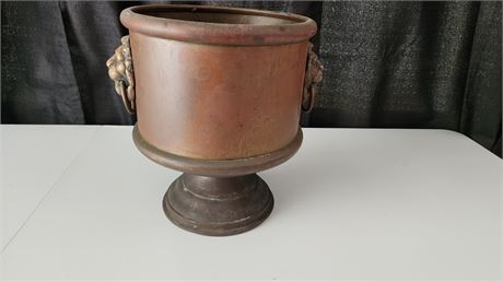 Metal Flower Pot With Lion Head Handles. The Vincent MFG. Company