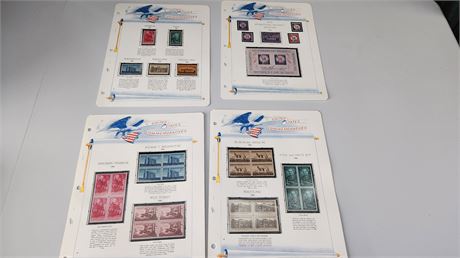 Lot Of 4 Pages of Commemorative Mint Stamps