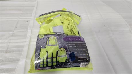 3 Piece Reflective Rain Suit. 3M Brand.  Size Medium