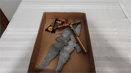 3 Metal Eagles  A Crucifix