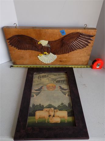 Wall Art, Relief Carved Eagle