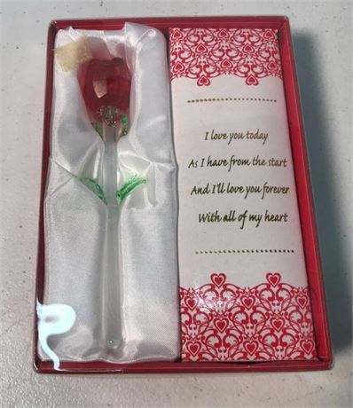 Glass Rose Gift Set