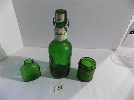 Collectible Green Glass Bottles