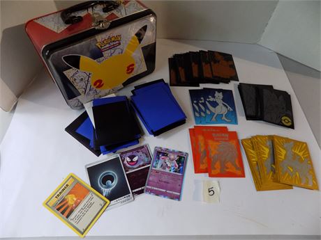 Collectible Pokemon Trading Cards and Lock Box, Cards in Sleeves