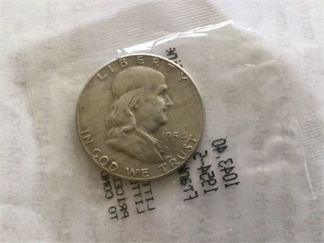 1954 - S Ben Franklin 1/2 Dollar - Silver