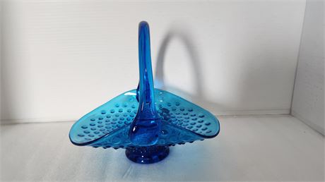 Fenton Blue Hobnail Basket