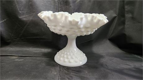 Vintage Unmarked Fenton Ruffle Edge Compote Candy Dish
