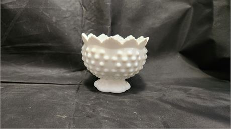 Fenton Milk Glass Hobnail Footed Candle Holder