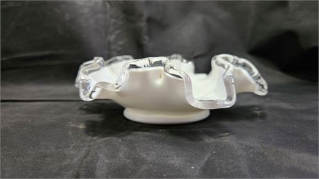 Unmarked Fenton Silver crested Ruffled Edge Candy Dish