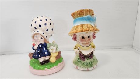 2 Little Girl Vases