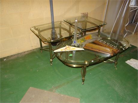 Glass top Coffee Table and End Tables