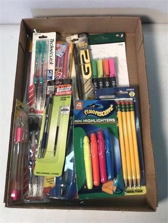 Flat of N.O.S. Pencils, Pens & Markers