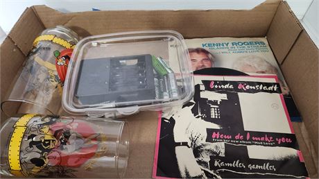 battery Charger & Batteries & Bugs bunny cups & 2 Records