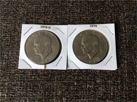 1974 & 1974D Eisenhower Dollar Coins