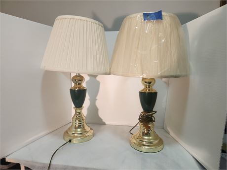 pair Of Green table Lamps