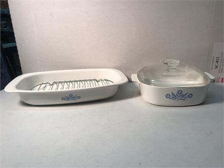 Corning Ware Blue Cornflower, Roaster & 2 Qt Dish