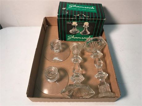 Flat of Glass Candlesticks