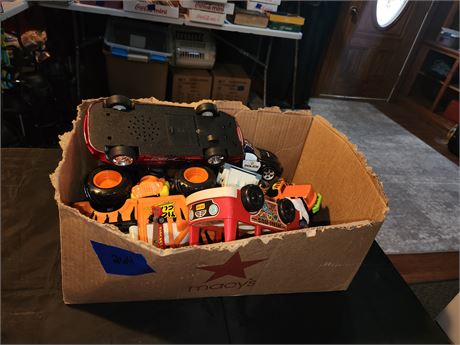 Box of Toy Cars and Trucks