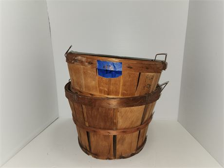 2 Apple Baskets. 1 Has a Wood Bottom