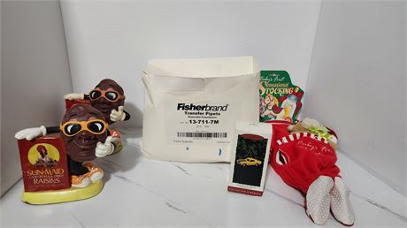 California Raisin Banks & Vintage Baby Christmas Stocking & Transfer Pipits