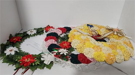 2 Hair Tie Wreaths & 1 Vintage Wreath
