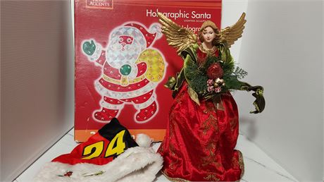 Holographic Santa & Angel Tree topper