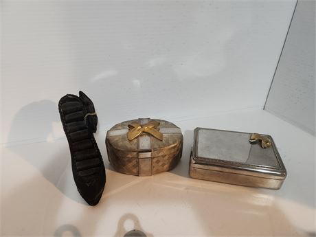 2 Small Jewelry Boxes & Ring Display