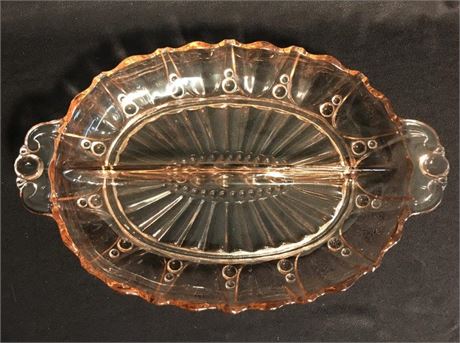 Pink Depression Glass Divided Plate