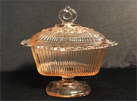 Pink Depression Glass 2pc. Candy-dish
