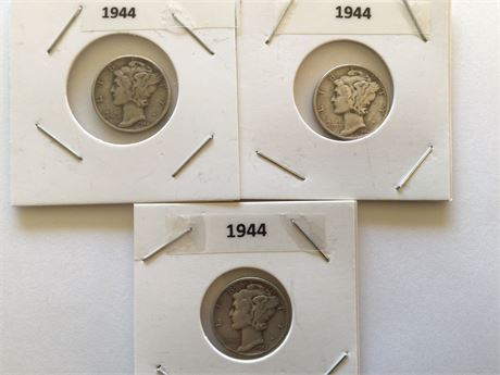 3 - 1944 Mercury Dimes