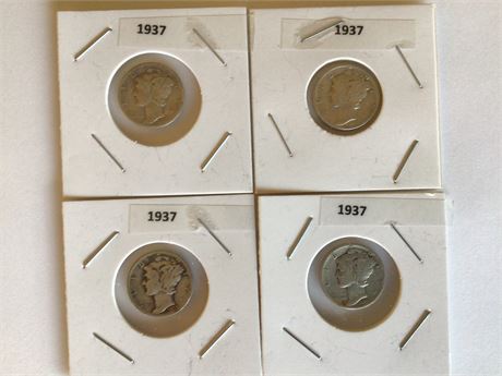4 - 1937 Mercury Dimes
