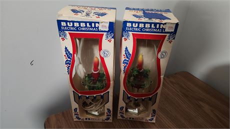 Set Of 2 Vintage Bubbling Christmas Lamps Not Tested