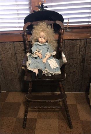 Baby-Doll & Wooden Highchair