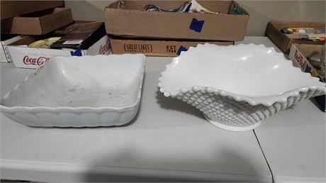 2 Milk glass Bowls